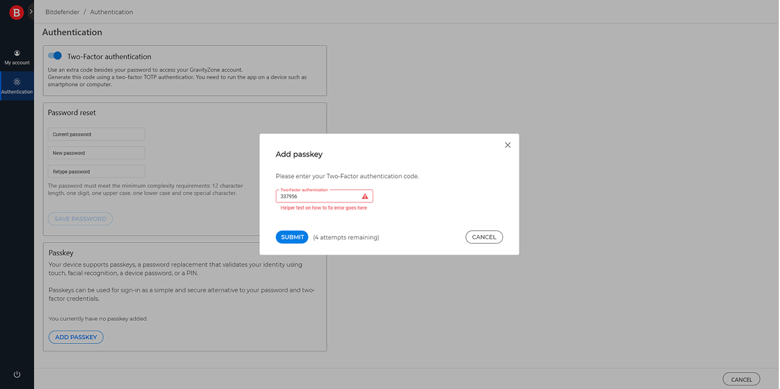 Enabling passkeys